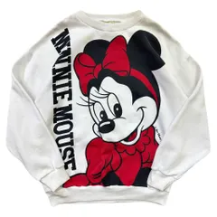 80s WALT DISNEY COMPANY MINNIE MOUSE ミニーマウス 大判プリント 両面プリント ミニー スウェット トレーナー 白 No.EA191
