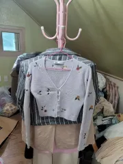 S ZARA(ザラ) ZARA 花 刺繡 クロップド カーディガン