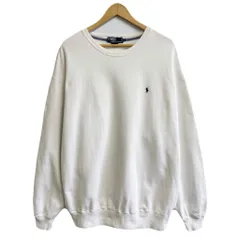 90's Polo Ralph Lauren ポロ ラルフローレン ワンポイントロゴ 刺繍 トレーナー スウェット 白 XLサイズ No.M966