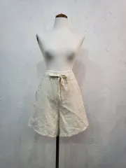 新品)リネン ウエストゴム ハーフパンツ S