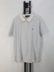 ポロ Ralph Lauren(ラルフローレン) 半袖 ポロTシャツ ストライプ 白 青 新しいタブ xl