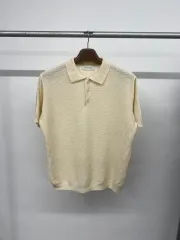 メンズ 優しいカバー オーバーサイズ ワッフル 半袖 カラー ニット セーター ショートスリーブ