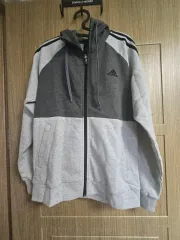アディダス 3本線 フード ジップアップ グレー 新品