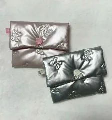 銀色 ピンク リボン キルティング コイン カードウォレット