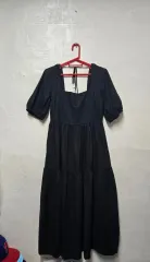 UNIQLO(ユニクロ) リネン ブレンド スクエアネック シャーリング ワンピース S