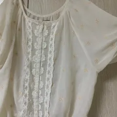 ヴィンテージ森ガール 半袖 フラワーパターン ブラウス