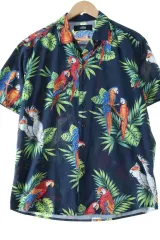 （ F ） ブランドヴィンテージ 半袖シャツ シャツ オウム ハワイアン- 13D47