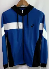 asics(アシックス) オリジナル 青 バイカラー フード付き ジップアップパーカー （ L ／ 100 ）