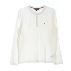 XXL Tommy Hilfiger(トミーヒルフィガー) アイボリー ヘンリーネック 長袖 Tシャツ