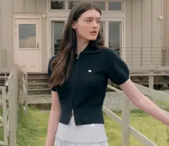 ROLAROLA(ロラロラ) レディース COLLAR HALF KNIT ZIP UP カーディガン