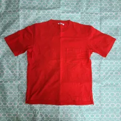 UNIQLO(ユニクロ) U オーバーサイズ 半袖Tシャツ (赤 ポケット)