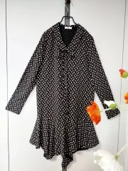 黒 基礎 ディングディン シフォン 裏地 0 フリル 甘い ナプール・ナプール ワンピース