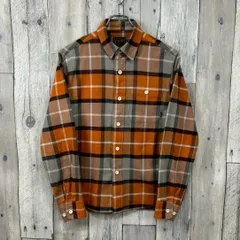 CALEE キャリー 日本製 ブラウン 長袖 チェック コットン フランネル ネルシャツ メンズ M サイズ
