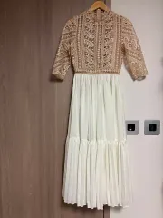 レース ロング ワンピース アイボリー