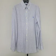 ラルフローレン ポロ S 95 スリムフィット チェック柄 シャツ M-長袖-368