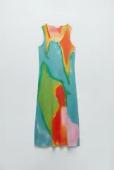 ZARA(ザラ) プリント ニット ロング ワンピース