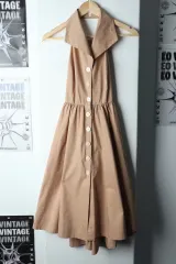 W ( XS ) Tommy Hilfiger(トミーヒルフィガー) ドレス ワンピース ノースリーブ ベージュ- 143E4