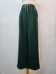 サイドライン 緑 ワイド バンディング パンツ