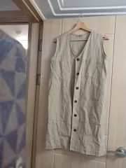 ベージュ ロング ベスト ワンピース