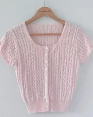 ルチェ ライトピンク 半袖 カーディガン