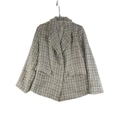 J1365 ENC レディース FREE 白 バイカラー ツイード ジャケット
