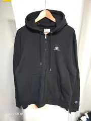 Champion(チャンピオン) 黒 裏起毛 フード付き ジップアップパーカー XL 正規品