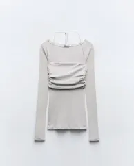 ザラ セミ シースルー クロップド Tシャツ s m