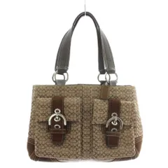 コーチ COACH ハンドバッグ トート キャンバス スエード レザー ミニシグネチャー 総柄 茶色 ブラウン 3646 /XZ ■GY18