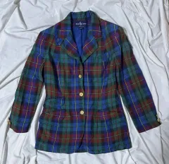 90s usa ラルフローレン タタン CHECK ゴールド ボタン ブレーザー