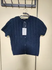 ニットケーブル編み 半袖カーディガン