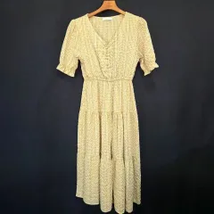 JJ JIGOTT JIGOTT(ジゴット) 黄色 ギンガムチェック チェック レース ワンピース レディース