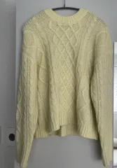 ライトグリーン ケーブル ニット セーター