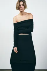 ZARA ZARA(ザラ) ソフト 連動 アシンメトリー トップス オフショルダー Tシャツ