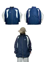 ミズノ ネイビー オーバーサイズ ロゴ ウィンドブレーカー ジャケット L