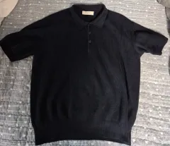 ファーストフロア ブラック 半袖 ニット ポロTシャツ 46