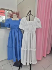 77 可能 スクエアネック フリル ロング ワンピース ( 2color ): ボートなし