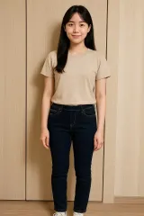 ジュニア ストレッチ インディゴデニム ゴム パンツ (64-145) 3回未満 着用