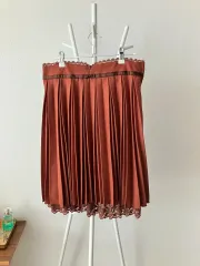 axes femme Axes femme(アクシーズファム) レース プリーツ スカート ミディ丈 M