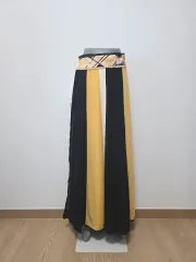 バイカラー ロング スカート (ブラック/イエロー)
