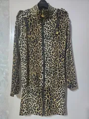 ヒョウ柄 パータン ロング カーディガン ジップアップ