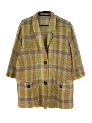M JPN チェック柄 リネン シースルー フィッシュネットブレザージャケット