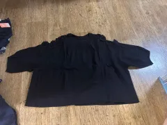 新品 刺繍Tシャツ 黒 7分袖Tシャツ ブラウス レディース服 フラワー柄 フリーサイズ