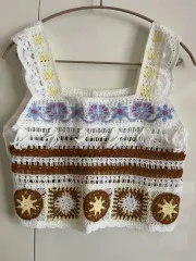 (クローゼットを整理) ヴィンテージ クロシェ ノースリーブ ワンピース カーディガン ブラウス