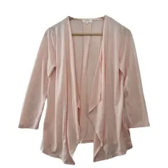 ALPHA CUBIC ライト ピンク シースルー カーディガン M ポリエステル ブレンド