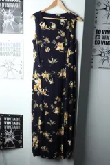 W ( L ー XL ) ブランドヴィンテージ ドレス ワンピース ノースリーブ 海軍- 147B5