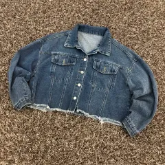 ヴィンテージ クロップド カットスリット デニム ジャケット デニムジャケット