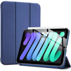 【新品】 ProCase iPad Mini A17 Pro 第7世代 2024 Mini6 Mini7 ケース 2021 8.3インチ、スリム 三つ折りスタンド ハードバックカバー 落下保護 薄型軽量 磁気吸着 スマートスリープ復帰機能付き -アイアンブ 0