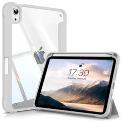 【新品】 SQBEBS iPad Mini7 ケース (A17 Pro 2024) / iPad Mini6 ケース 2021 8.3インチ 第7/6世代 透明バックカバー Apple Pencil 収納可能 三つ折りスタンド Touch IDとオートスリ 0