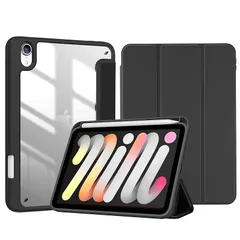 【新品】 ProCase iPad Mini A17 Pro 第7世代 ケース 8.3インチ ペンホルダー オートスリープ/ウェイク機能 耐衝撃 三つ折りスタンド 透明バックカバー 2024/2021対応 -ブラック 1