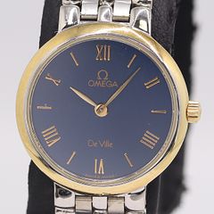 12 稼働 OMEGA 時計 DeVille ブルー 手巻き レディース デビル - メルカリ